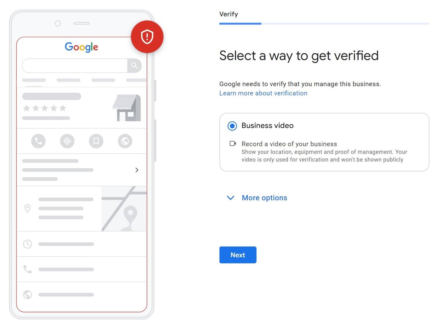Google provides different ways to verify